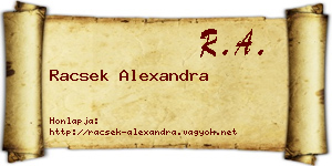 Racsek Alexandra névjegykártya